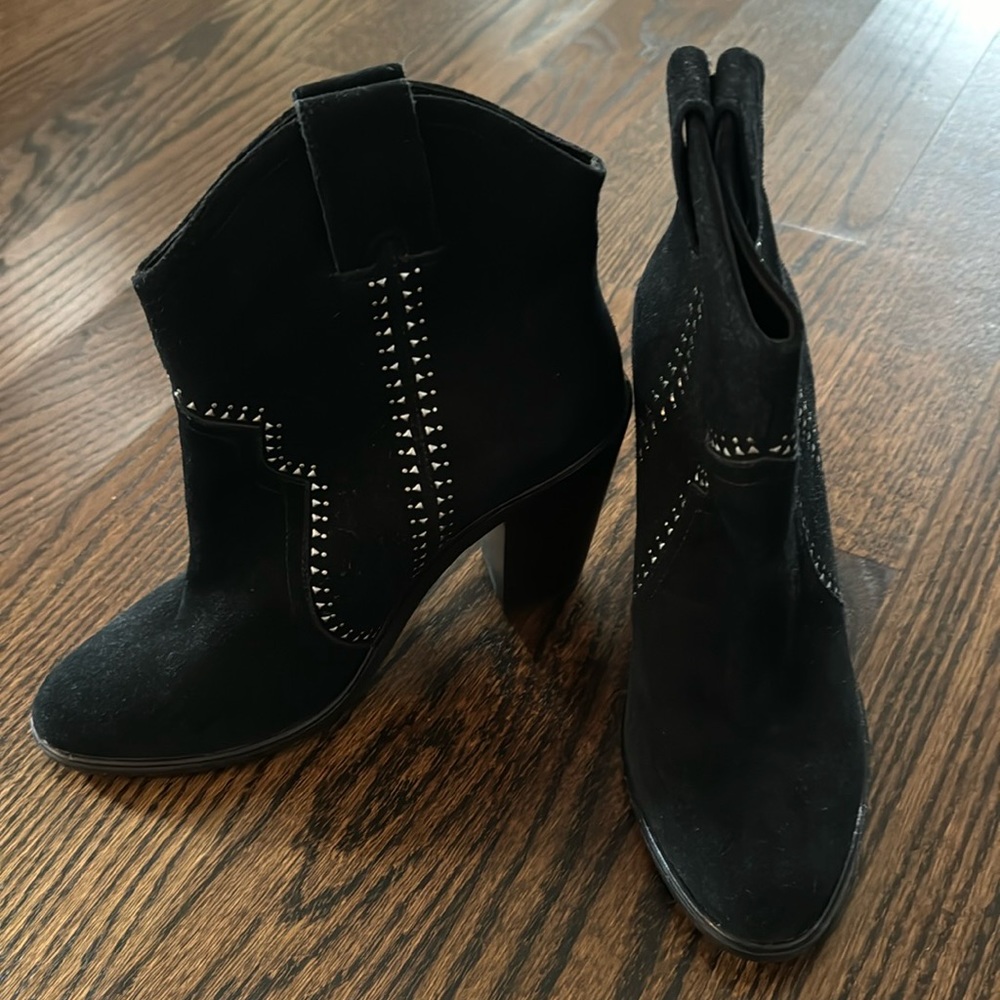 Joie Black Studded Western Suede boots